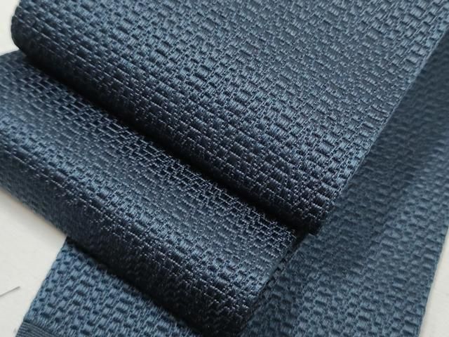 平和屋着物●男性　本場筑前博多織　角帯　藍鉄色　寺島織物謹製　証紙付き　正絹　逸品　CAAT8116hy 平和屋着物○男性 本場筑前博多織 角帯 藍鉄色 寺島織物謹製 証紙