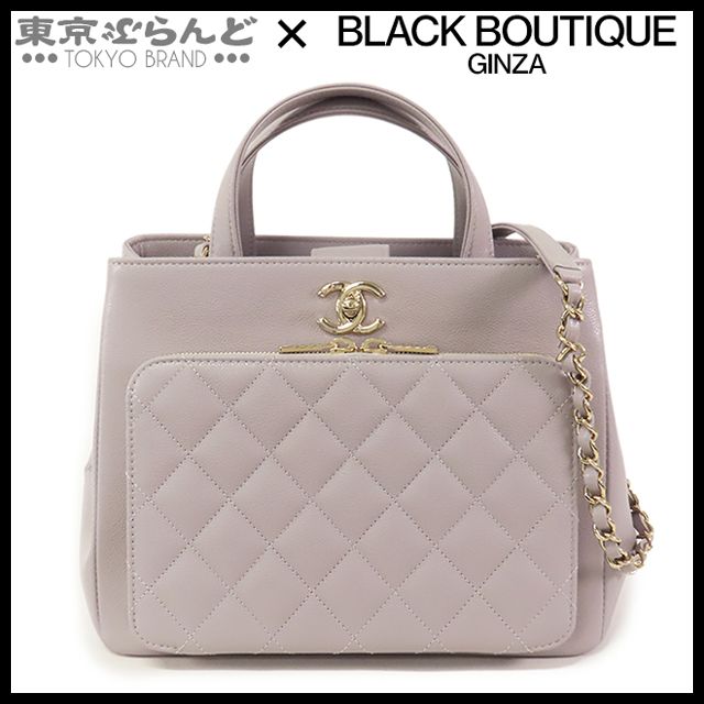 シャネル CHANEL ビジネス アフィニティ トート グレー ゴールド金具 