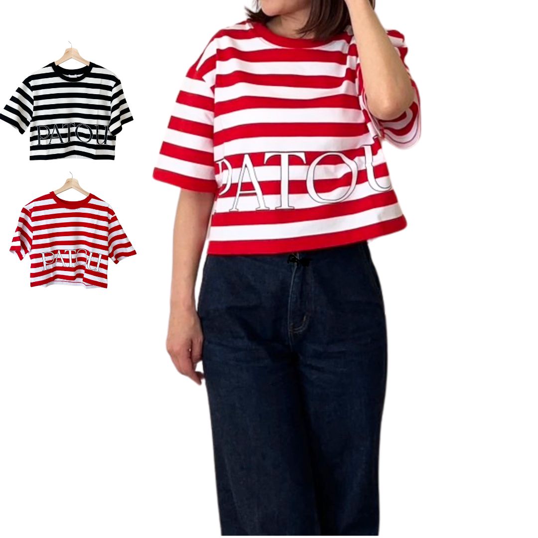 PATOU パトゥ ボクシー ストライプ Tシャツ Patou | オーガニックコットン パトゥ ボクシーストライプ Tシャツ