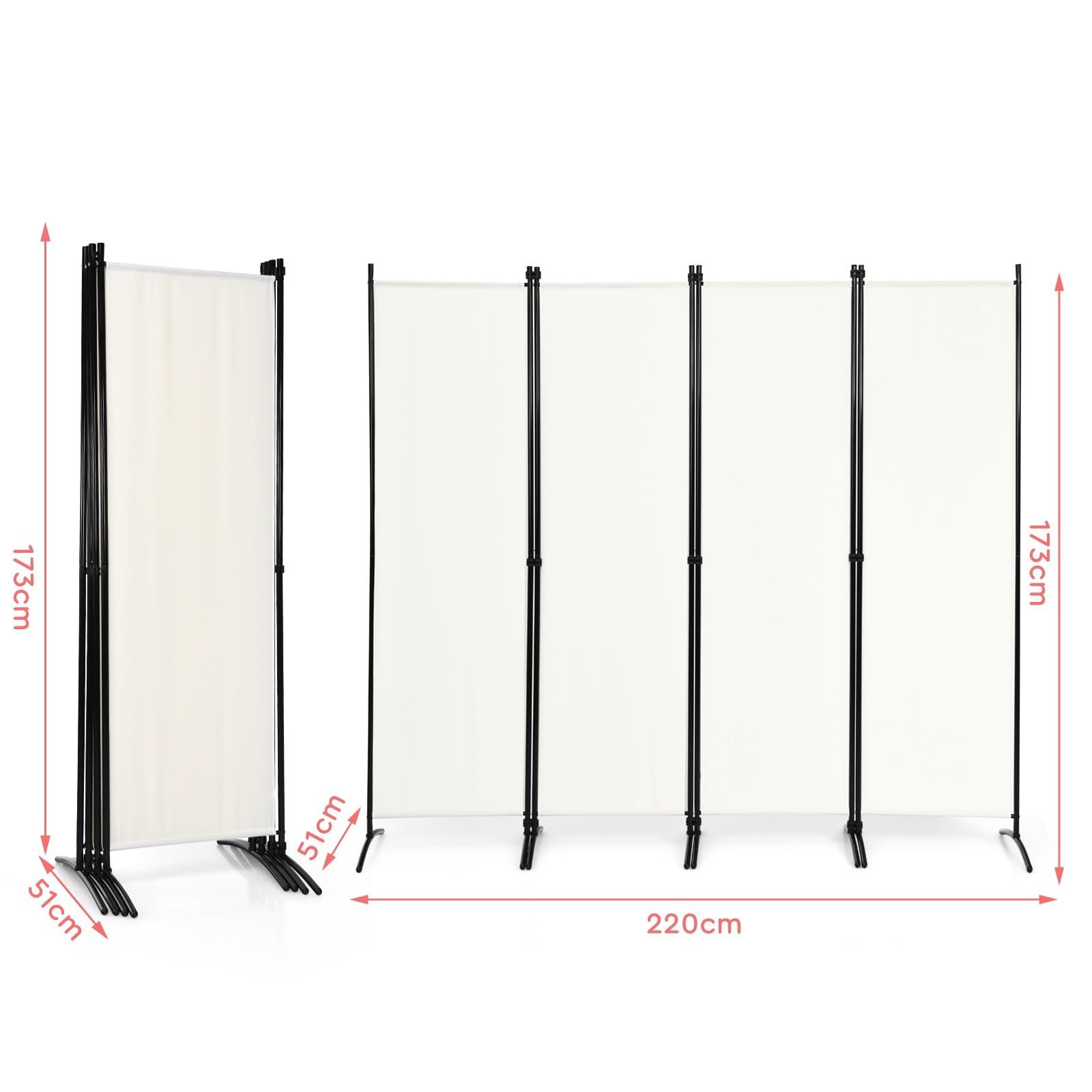 幅220cm 高さ173cm 4連 布タイプ 目隠し スクリーン 間仕切り 屏風 折りたたみ パーテーション 衝立 オフィス 事務所 Costway クリニック 4連-ベージュ WWW_KANDAIZUMI_COM