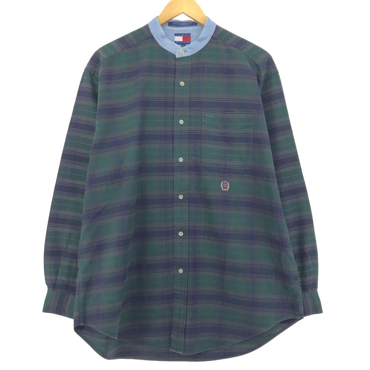 古着 00年代 トミーヒルフィガー TOMMY HILFIGER スタンドカラー 長袖 チェックシャツ メンズM/eaa451084