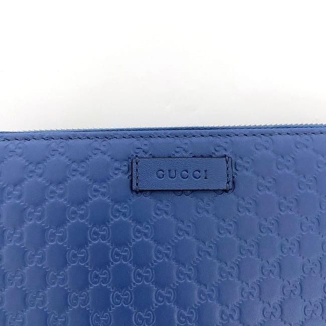 美品✨GUCCI 長財布 マイクロシマGG 青 ラウンド ファスナー グッチシマ グッチ財布 GUCCI 長財布 メンズ レディース