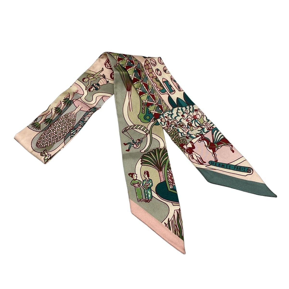 HERMES(エルメス) スカーフ ツイリー ローズプードル×ヴェール  