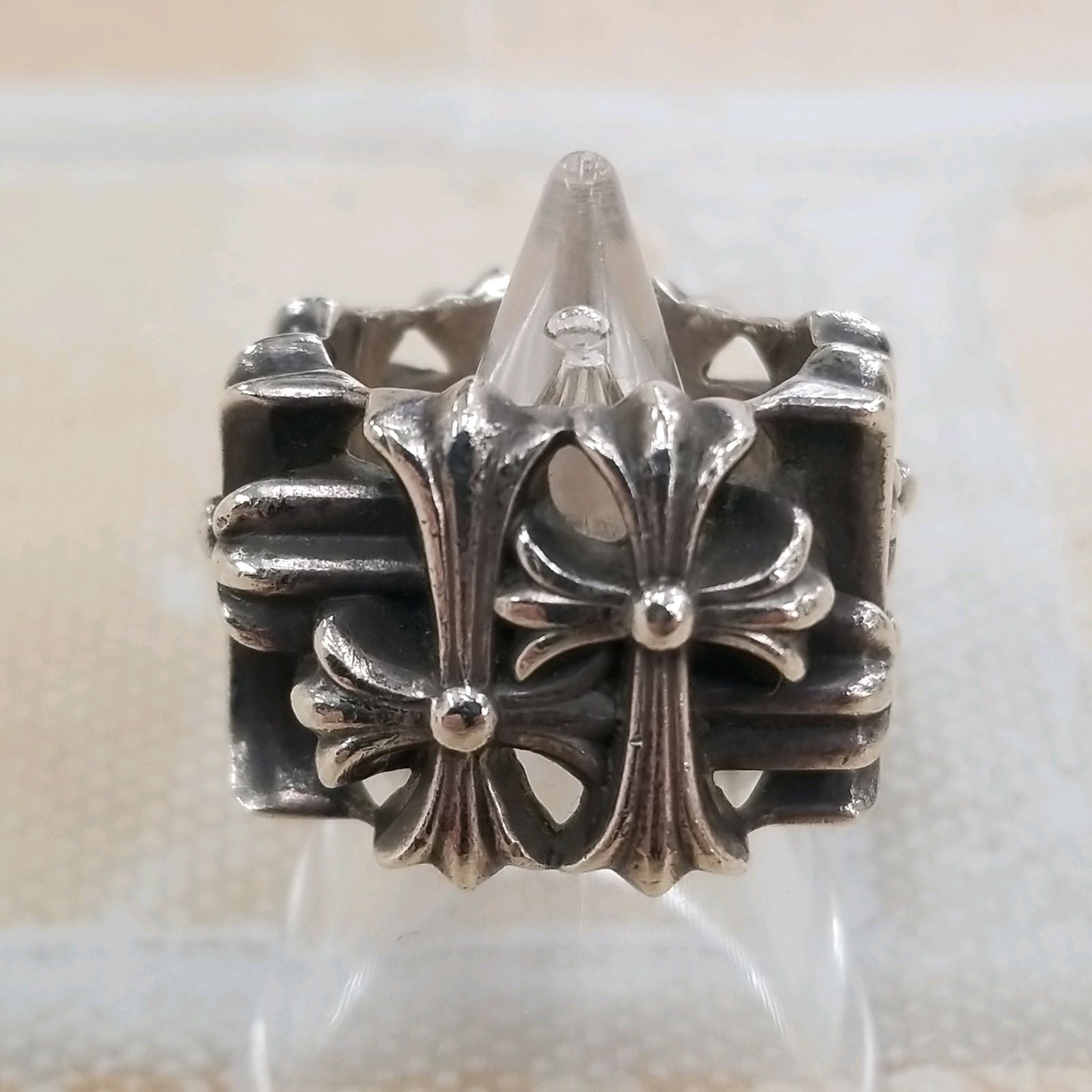 中古】 申し訳 インボイス有 CHROME HEARTS クロムハーツ CEMETERY RING クロムハーツ セメタリー スクエアリング