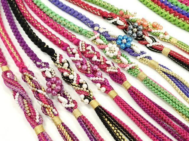 平和屋着物●和装小物 振袖用飾り付き帯締め１０本セット パール 花 ハート 金糸 CAAX8185ju