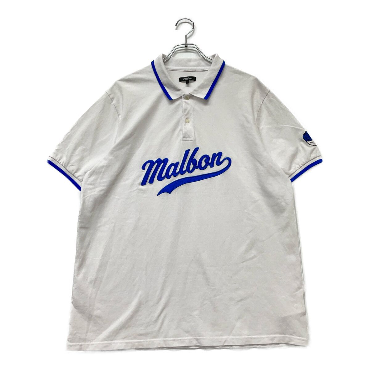 M マルボンゴルフ  MALBON GOLF 　ポロシャツ　即日 白 マルボンゴルフ ポロシャツ malbon golf メンズ 半袖 シャツ