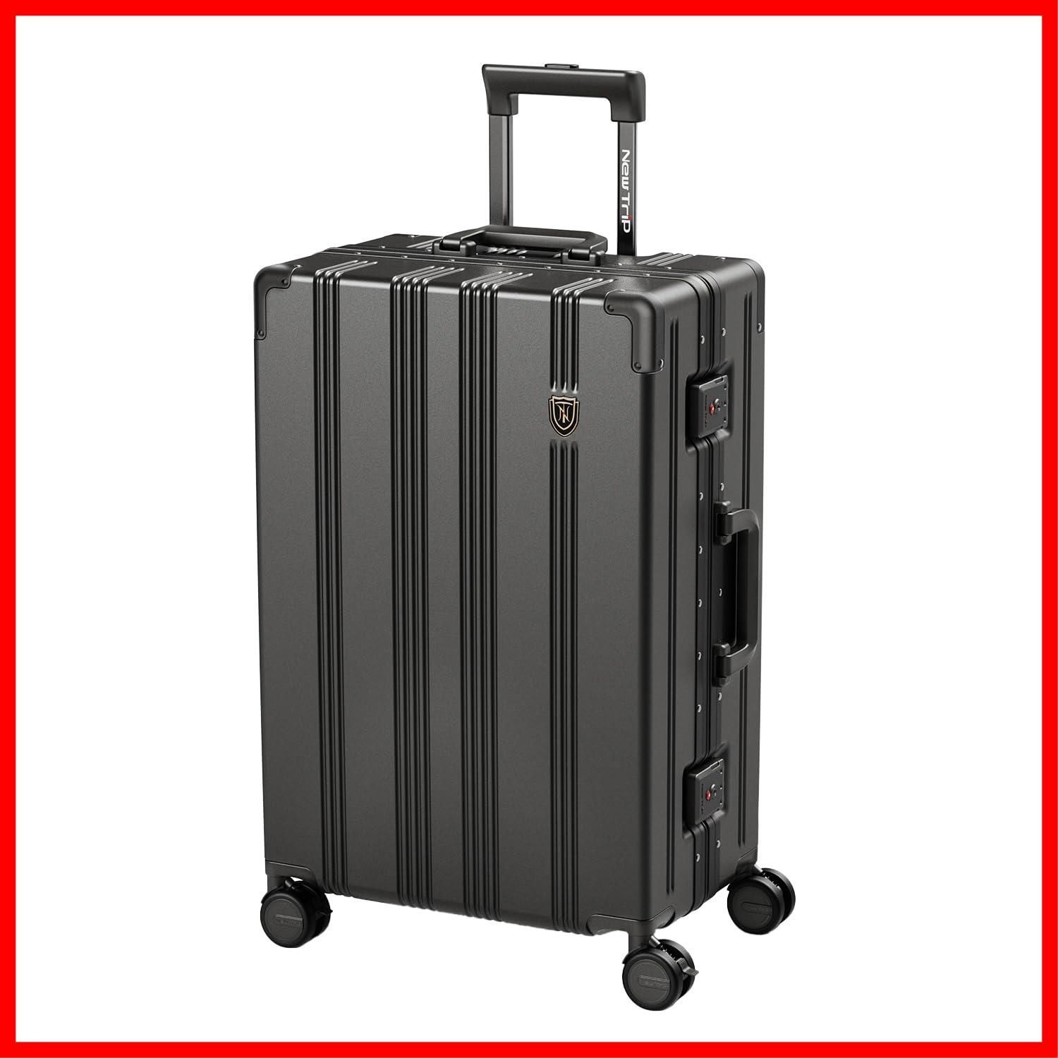 PC 素材 耐衝撃 静音キャスター-ストッパー付き TSAロック アルミフレームタイプ 隠しフック キャリーケース ビジネス 出張 機内持ち込み 旅行 スーツケース キャリーバッグ Sサイズ Trip 1～3泊 New ガンブラック色