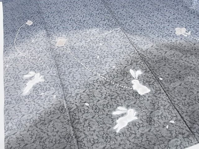 平和屋-こころ店■極上　本場染大島紬　訪問着　作家物　花画廊　跳び兎　凧　着丈166cm　裄丈68cm　正絹　逸品　未使用　3kk1768 平和屋-こころ店□極上 本場染大島紬 訪問着 作家物 花画廊 跳び兎 凧