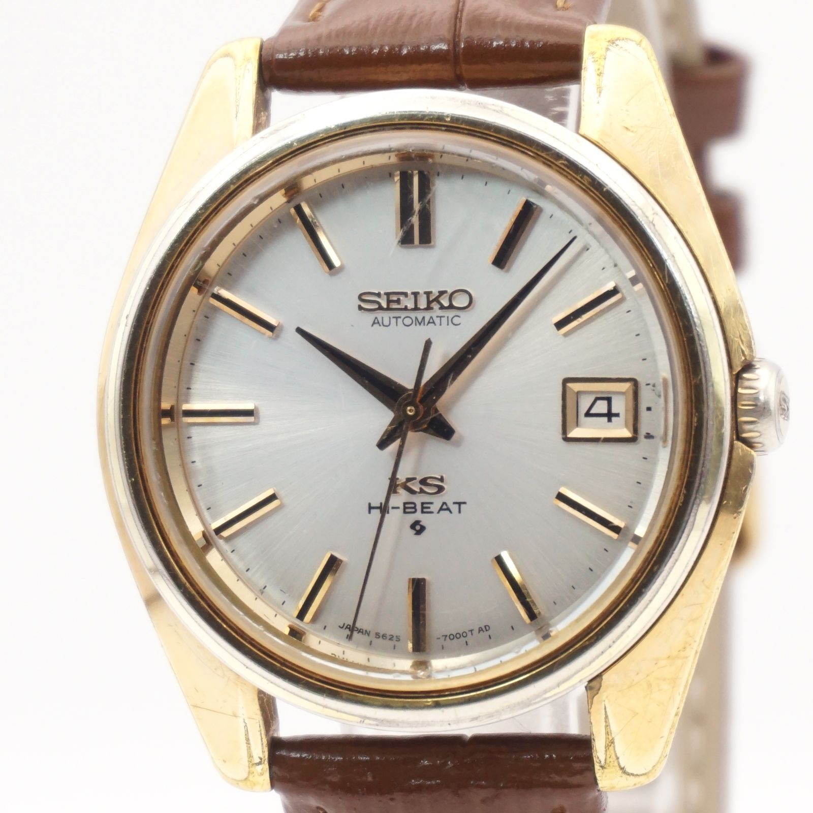 稼動品 ストラップ セイコー SEIKO KS ハイビート 5625-7000 自動巻き デイト シルバー文字盤 メンズ腕時計