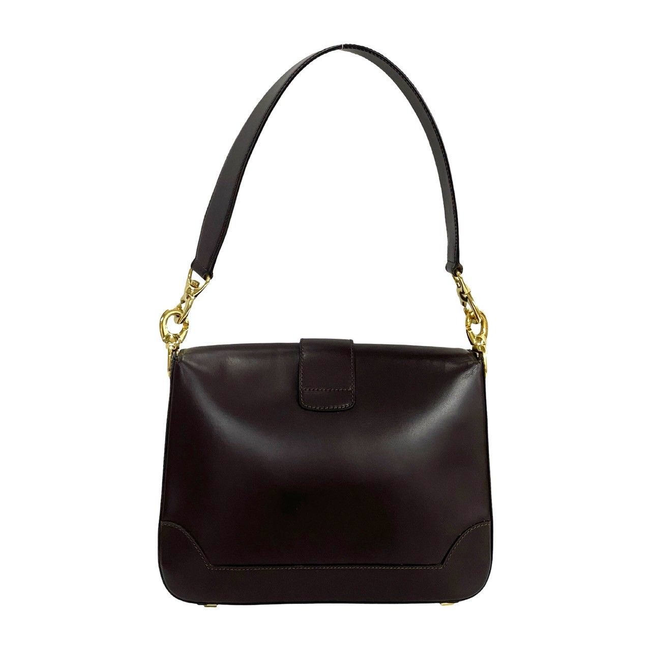 極 美品 袋付 CELINE セリーヌ ロゴ リング 金具 レザー 本革 