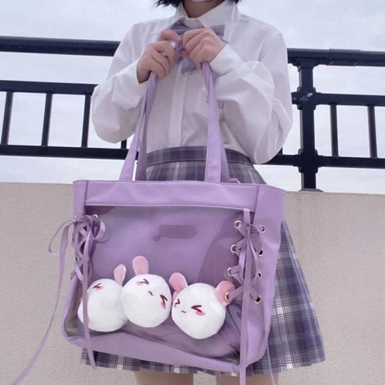 痛バック レディース 痛バ 2way A4 デコバッグ レースアップ 仕切り