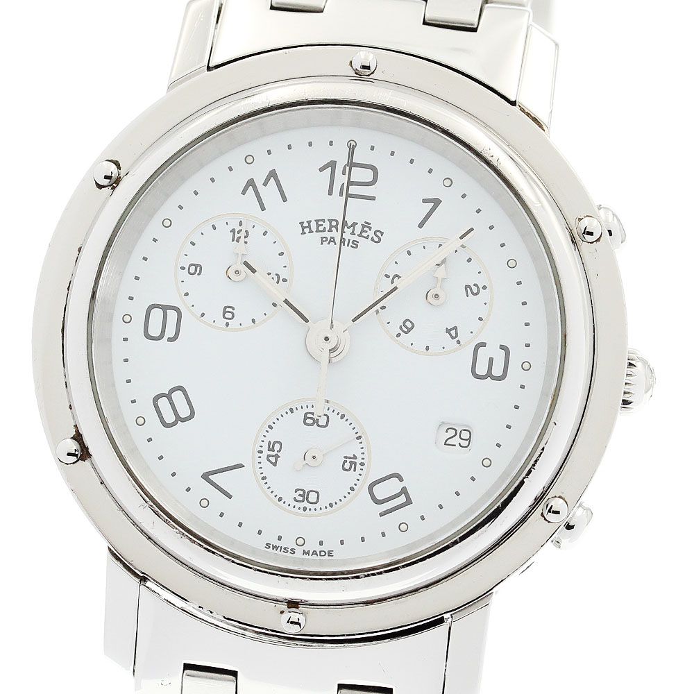 美品 エルメス HERMES クリッパー デイト メンズ 腕時計 箱 F666