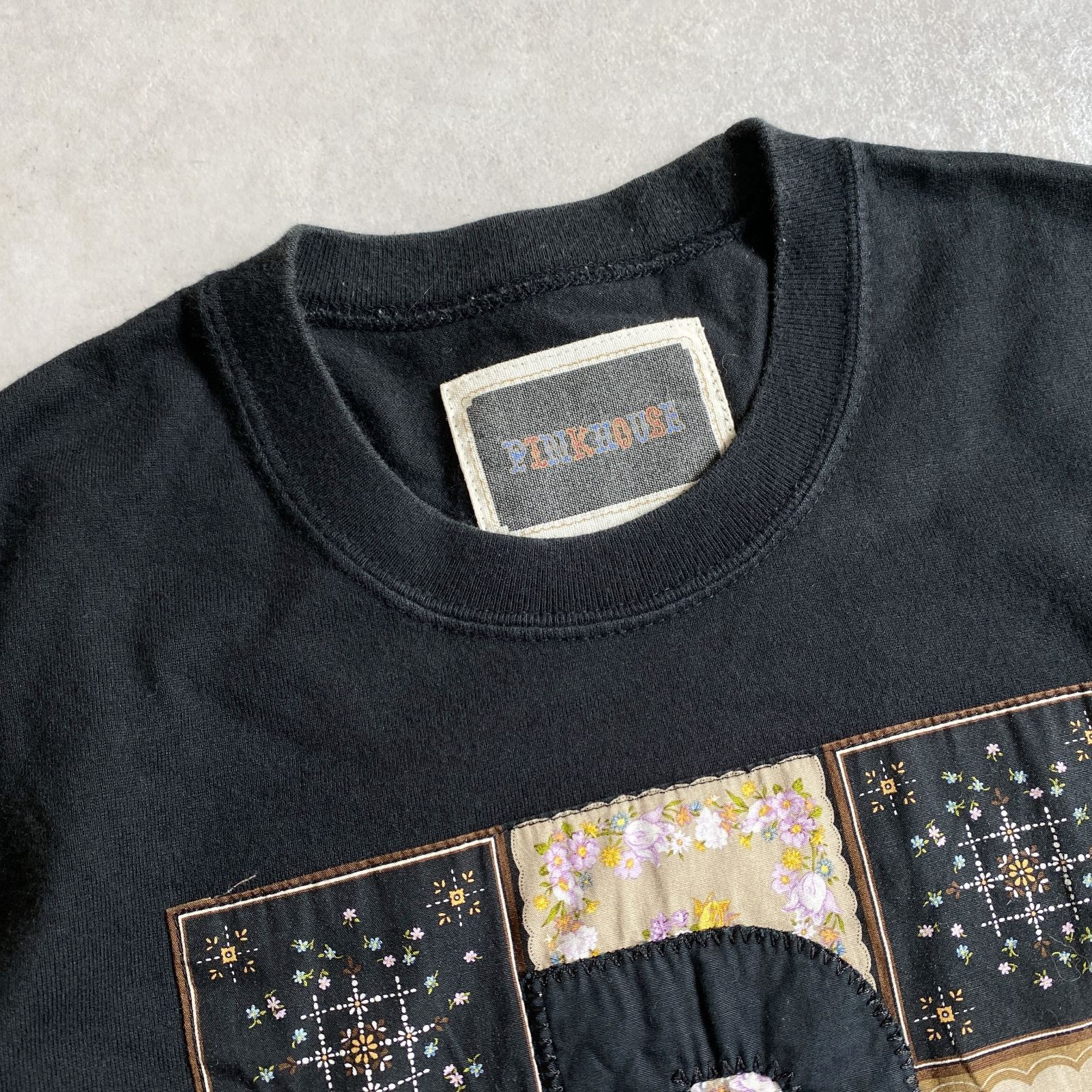 PINK HOUSE 刺繍パッチワーク 半袖Tシャツ セール】 オリジナルチェックパッチワークTシャツ （Tシャツ