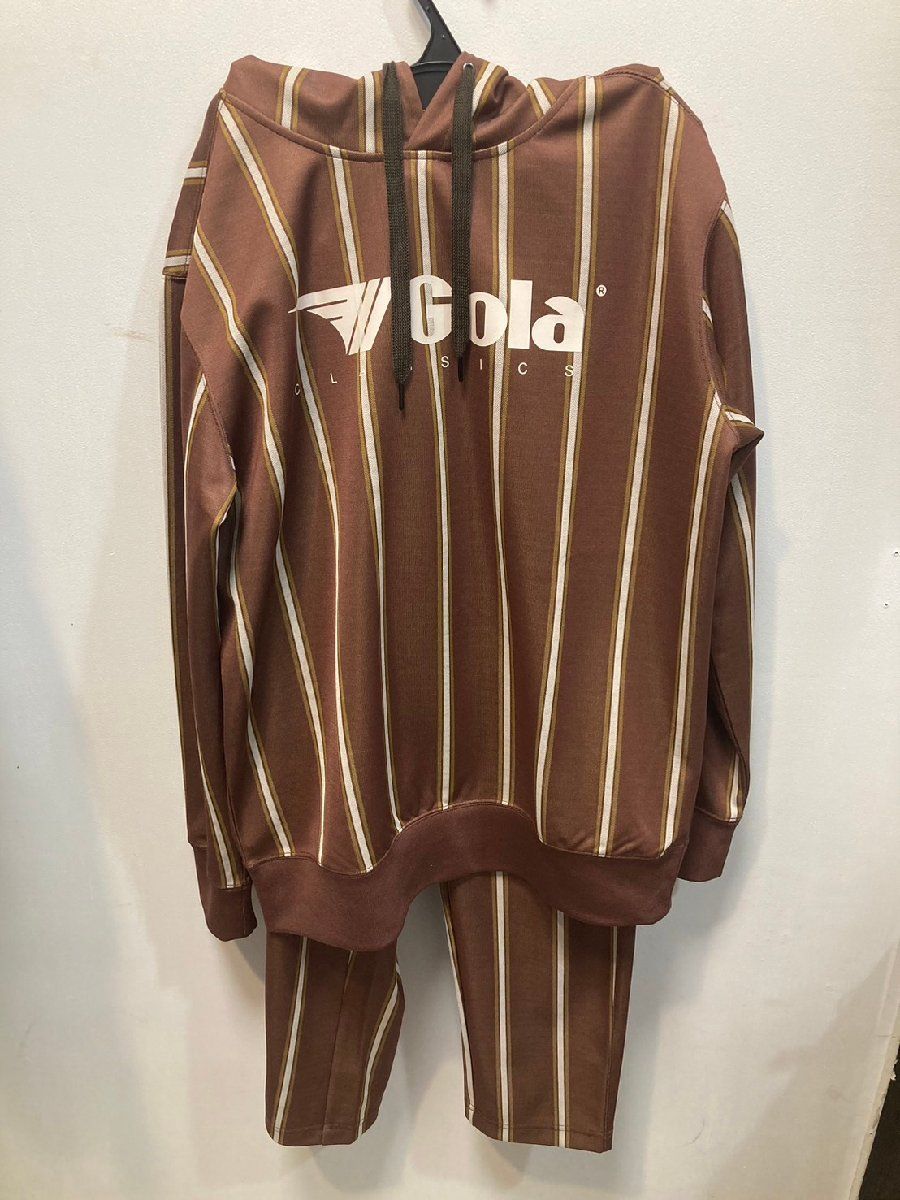 ◆GOLA ゴーラ セットアップ Mサイズ ブラウン系 上下セット ジャージ パーカー ストライプ 161 805302 ◆11750