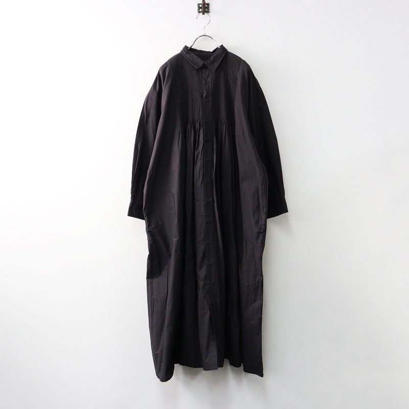 2025AW メゾンドソイル maison de soil 40’S ORGANIC POPLIN PLAIN REGULER COLLER DRESS ワンピース 2 チャコール 2400014358407