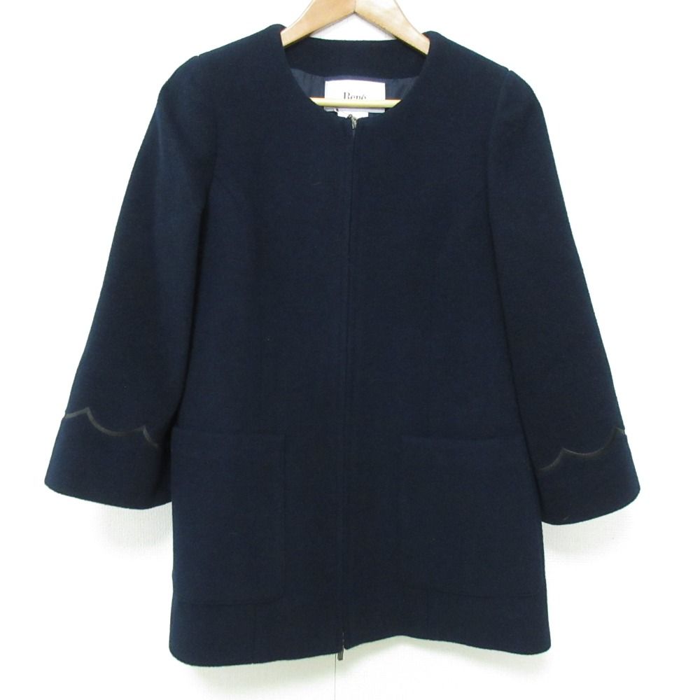 未使用 Rene ルネ ウール×アンゴラ ノーカラーコート 6043440 未使用 Rene ルネ ウール×アンゴラ ノーカラーコート 6043440