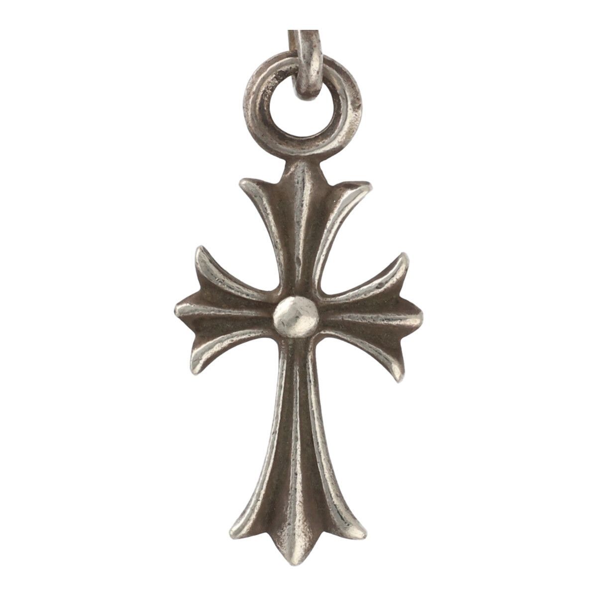クロムハーツ タイニーCHクロス 携帯 ストラップ レザーシルバーSV925 中古】 CHROME HEARTS クロムハーツ 携帯ストラップ タイニーCH
