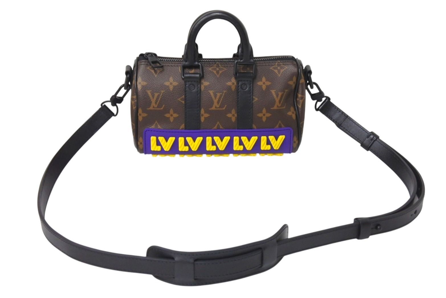 極美品 LOUIS VUITTON ルイヴィトン キーポルXS ハンドバッグ M45788 モノグラムマカサー ブラック ブラウン パープル イエロー 中古 4c070391