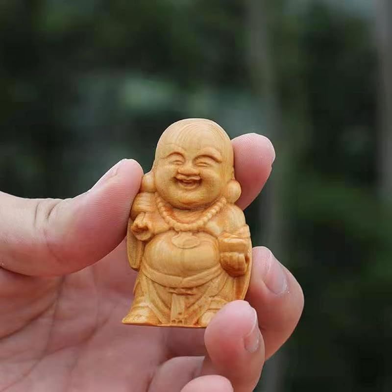 七福神 布袋 天然 崖柏木 仏像 木彫りミニ 布袋さんの置物 風水 七福神 布袋 天然 崖柏木 仏像 木彫りミニ 布袋さんの置物 風水