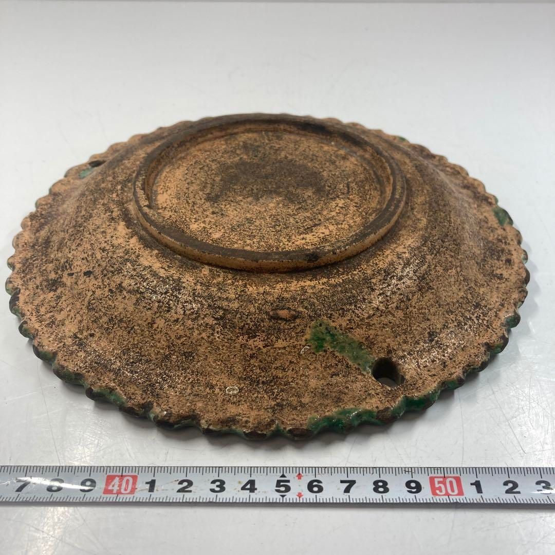 源内焼 麒麟の図緑釉皿 江戸中期 額付 東Y5-0828 2Fタウル WWW_IBETON_RU