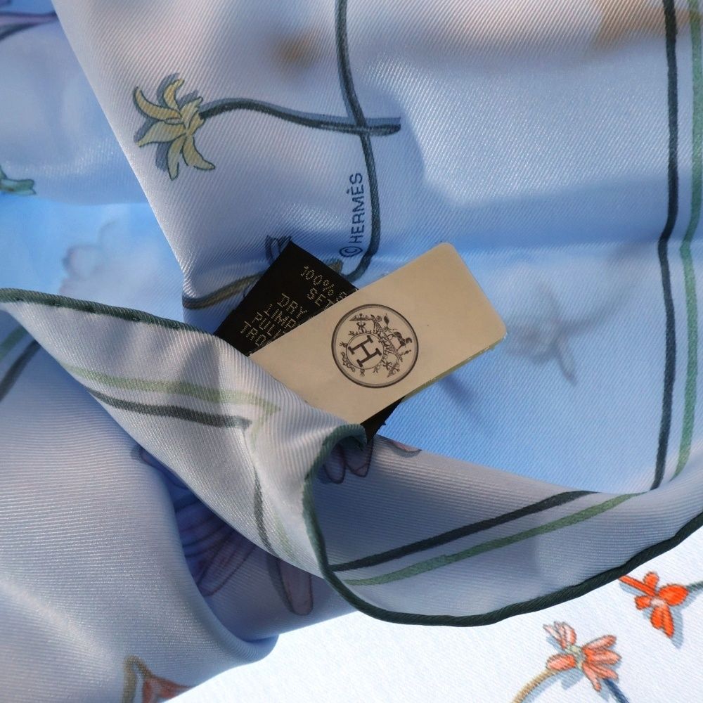 全品送料無料! HERMES エルメス カレ70 I LIKE FLOWERS スカーフ ライトブルー 今がチャンス！