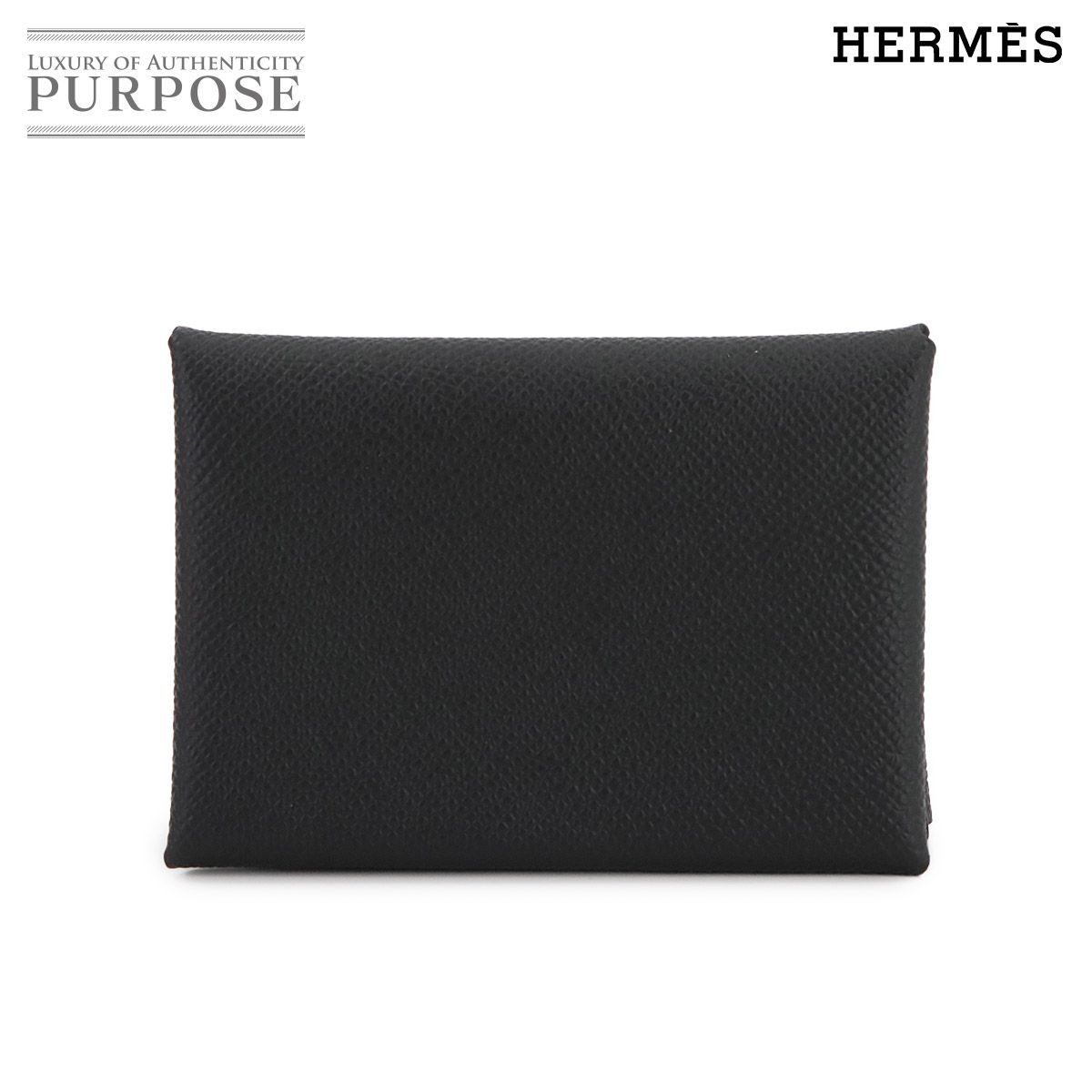エルメス HERMES カルヴィ デュオ カードケース エプソン ブラック W刻印 シルバー 金具 Calvi Duo Card Case 90282036