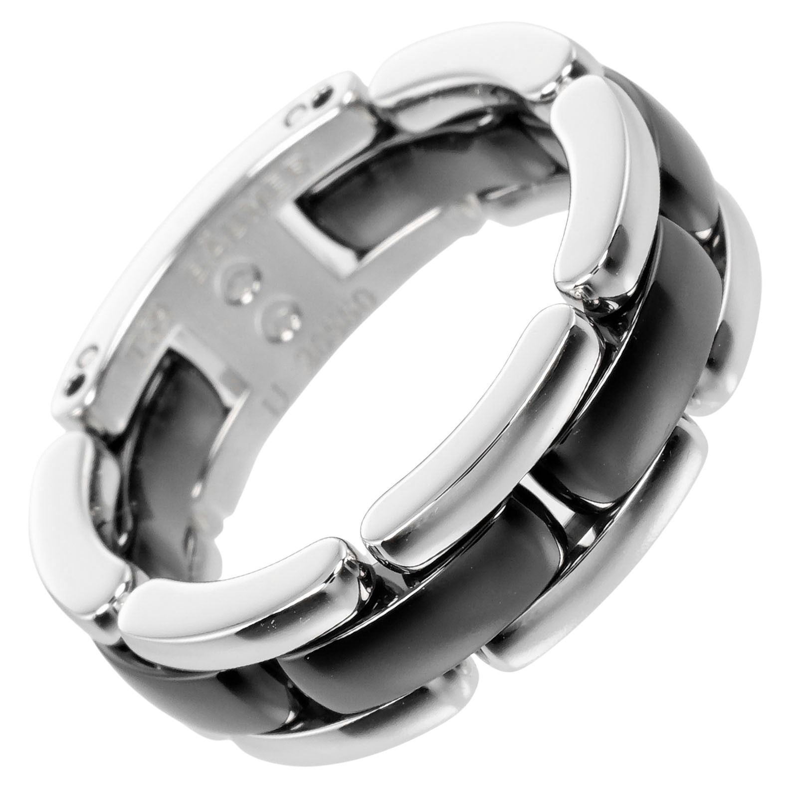 CHANEL シャネル ウルトラ ミディアム K18ホワイトゴールド×セラミック 18号 メンズ 11.1g リング 指輪
