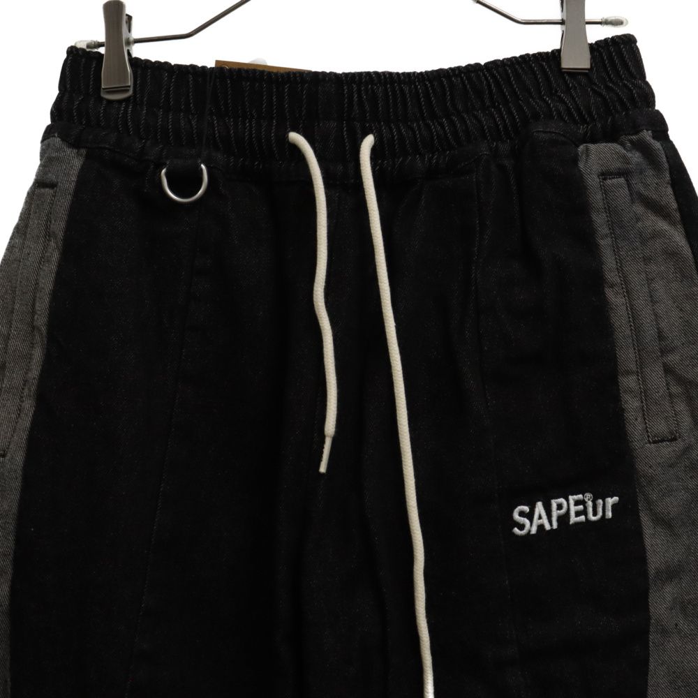 ［新品未使用】サプール　デニム　トラックパンツ ブラック A0021-177 SAPEur (サプール) DENIM TRACK PANTS デニムトラックパンツ