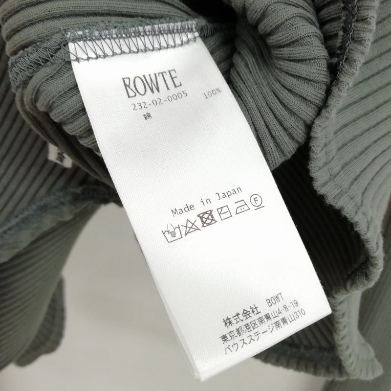 BOWTE バウト HIGHTWIST COTTON RIB LACE UP LONG SLEEVE コットン リブ カットソー 長袖 グレー系 レディース BOWTE バウト HIGHTWIST COTTON RIB LACE UP LONG SLEEVE