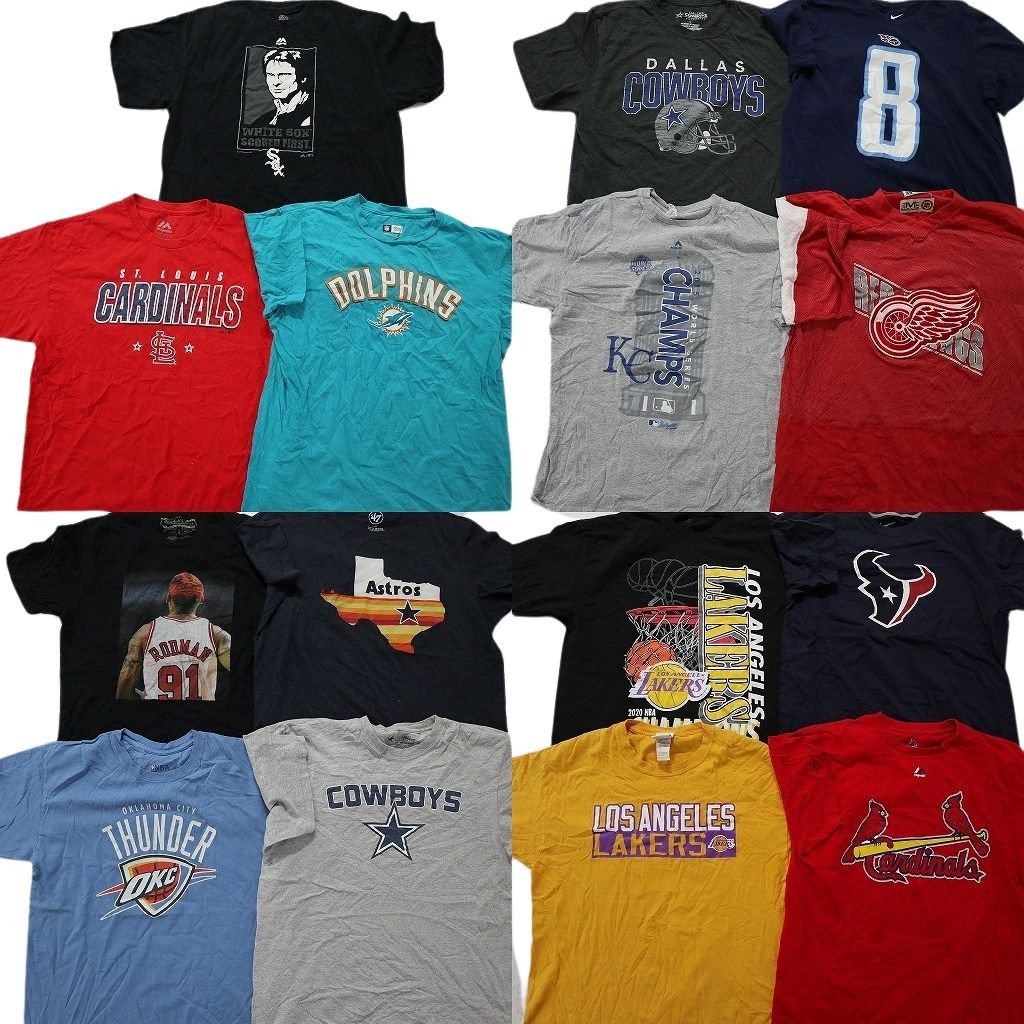 古着卸 まとめ売り プロチーム 半袖Tシャツ 15枚セット (メンズ L ) ナイキ NFL レイカーズ カージナルス カウボーイズ MU0371