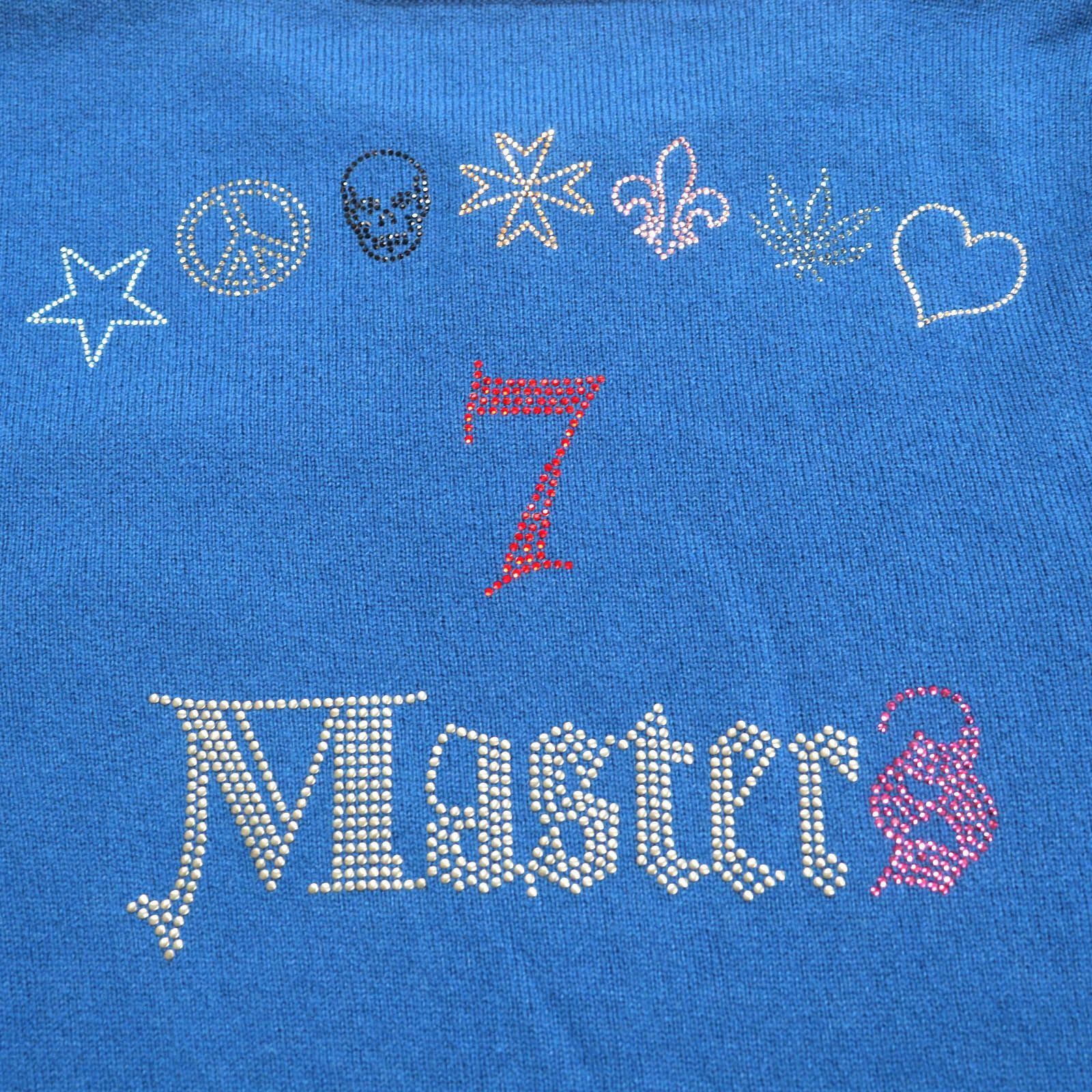 【超特価SALE開催中！】 Lucien Pellat-Finet ルシアンペラフィネ カシミヤ100％ ストーン 刺繍付き 長袖 ニット セーター ブルー M レディース