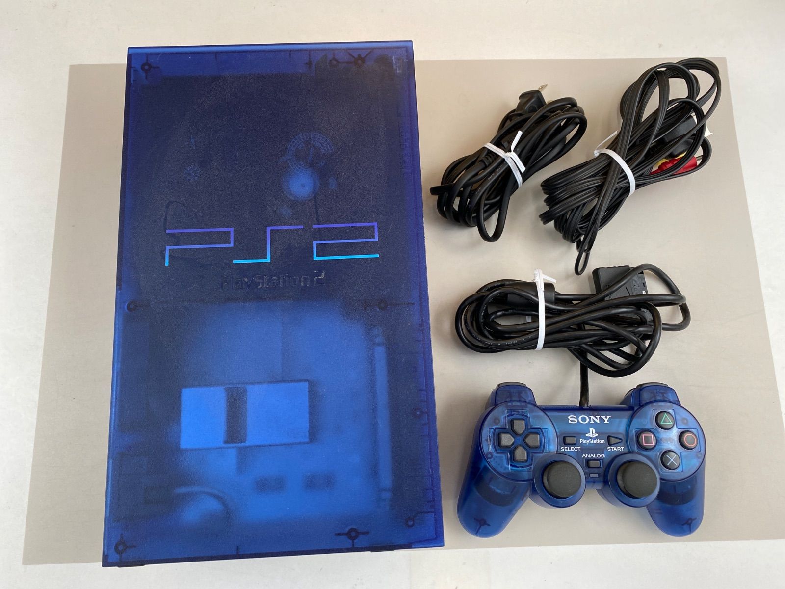 PlayStation 2 本体　オーシャン・ブルー（SCPH-37000）動作品