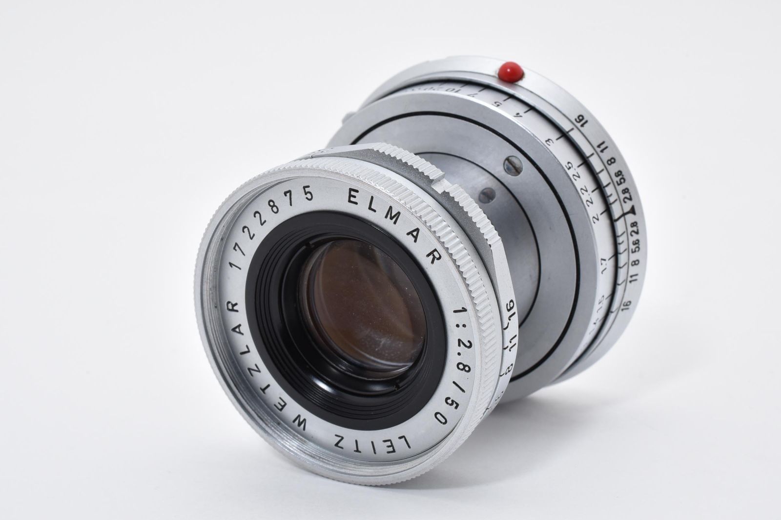 外観 上 ライカ Leica ELMAR 5cm 50mm F2.8 沈胴 172万台 最短1m Mマウント用 完動品 54P25A510042