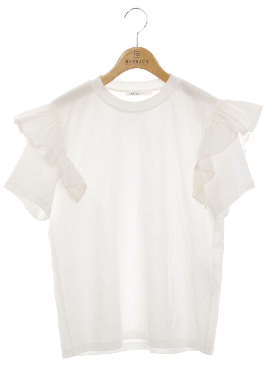 ADEAM トップス アディアム 42381 Tシャツ カットソー S ホワイト 袖フリル