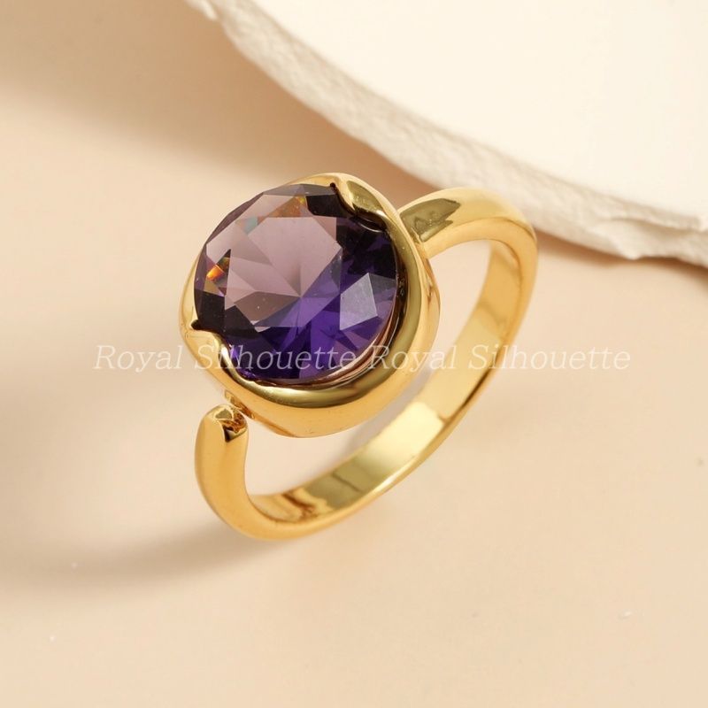 指輪 リング ゴールド 金 パープル フェイクストーン ラインストーン