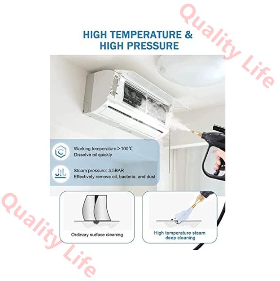 延長チューブブラシヘッド付き3バー蒸気発生器