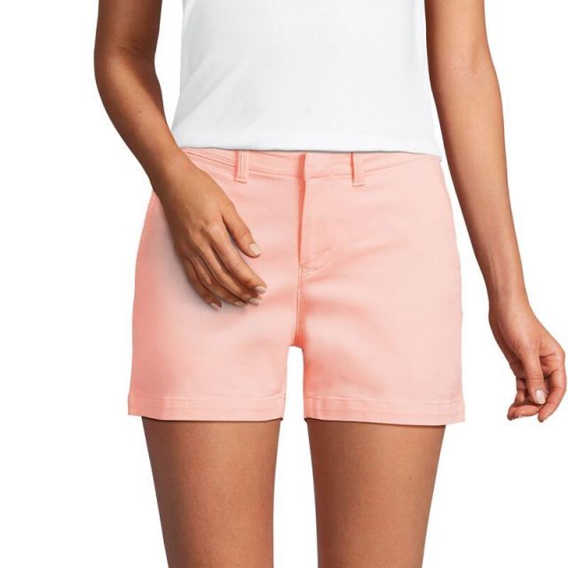【送料無料】 ランズエンド レディース ハーフパンツ・ショーツ ボトムス Women's Lands' End Elastic Back 5" Classic Chino Shorts Crisp Peach