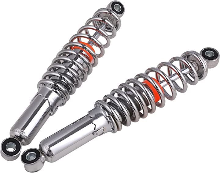 CustomDivine バイク用 リア サスペンション 左右セット メッキ ローダウン シャコタン スプリング 5段階調整可 モンキー ダックス DAX シャリー AB26 C50 カブ スーパーカブ リトルカブ 等 汎用( 310m