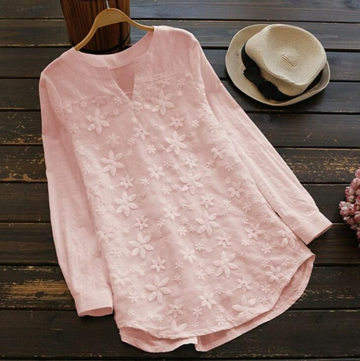 小花刺繍ブラウス tシャツ チュニック 長袖シャツ レース 長袖 レディース Vネック 刺繍 花柄 トップス 可愛い ゆったり ファッション 小花刺繍ブラウス tシャツ チュニック 長袖シャツ レース 長袖