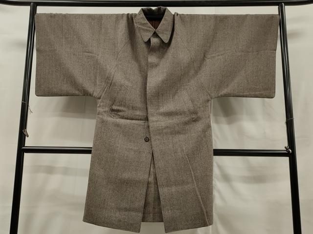 平和屋着物＃男性 和装コート 格子柄 キングサイズ 正絹 CAAT5614id