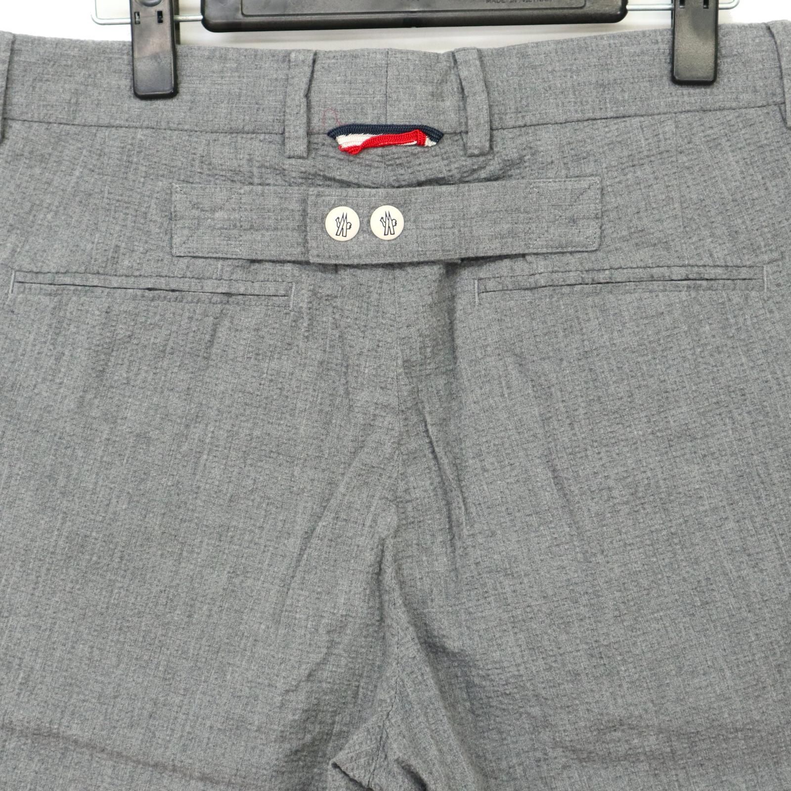 MONCLER ガムブルーグレー スラックス ボタン付き