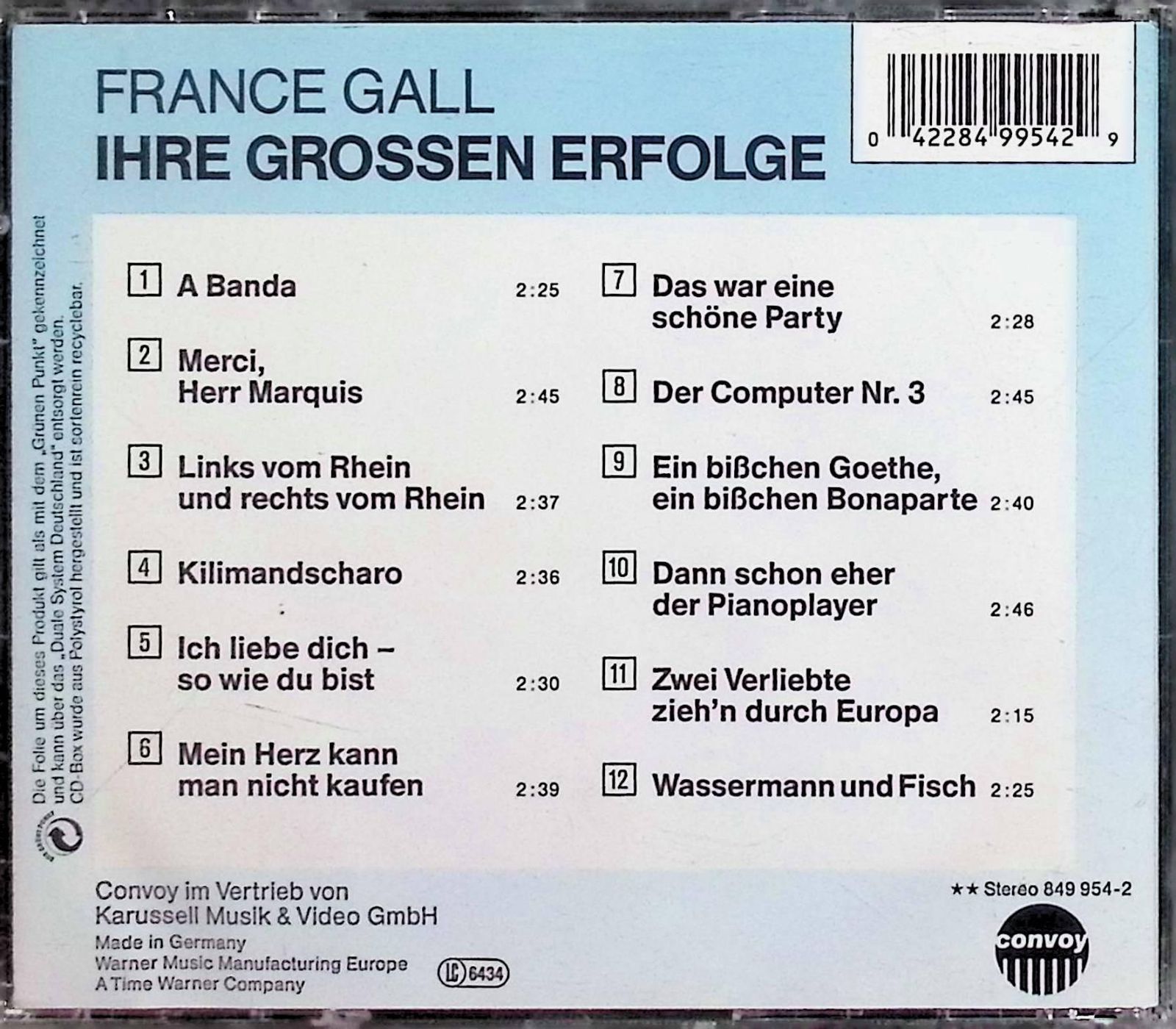 Ihre Grossen Erfolge / France Gall フランスギャル (CD) Ihre Grossen Erfolge / France Gall フランスギャル (CD