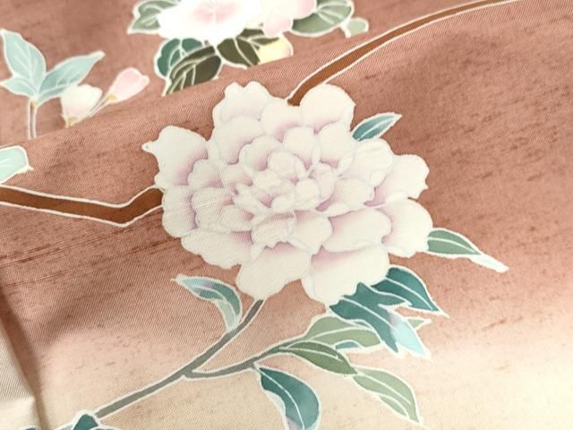 平和屋着物○本加賀友禅 岡本幸治監修 白山紬 色無地 蒸栗色