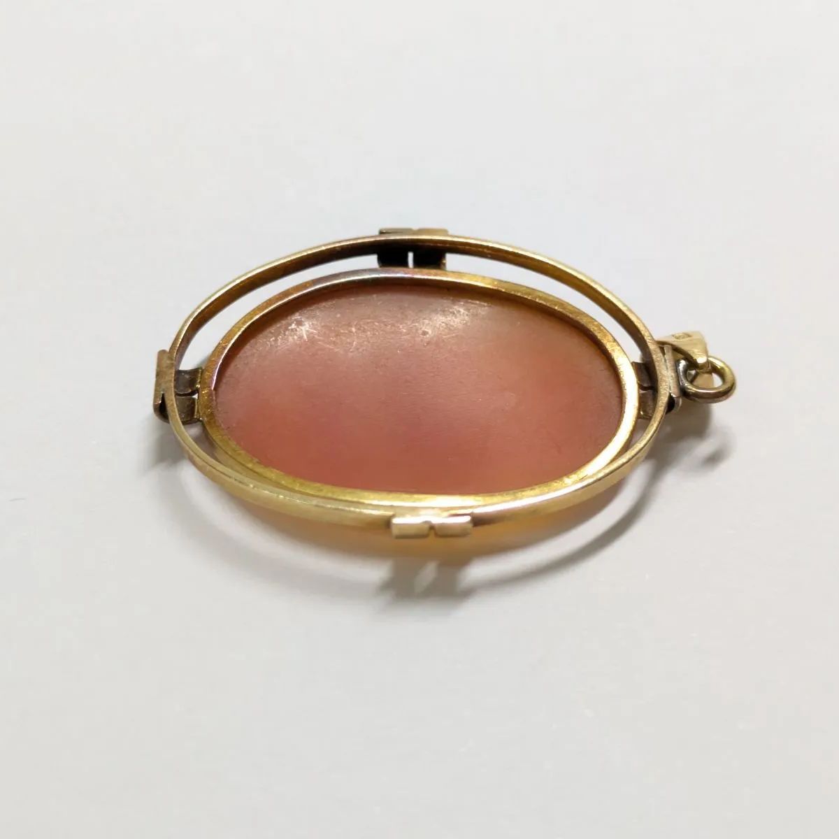 O02)良品 K18 シェル カメオ 30.8×25.0mm 4.5g ネックレス