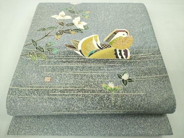 平和屋本店□極上 人間国宝・羽田登喜男 綴れ 太鼓柄袋帯 瑞鳥 金銀彩  