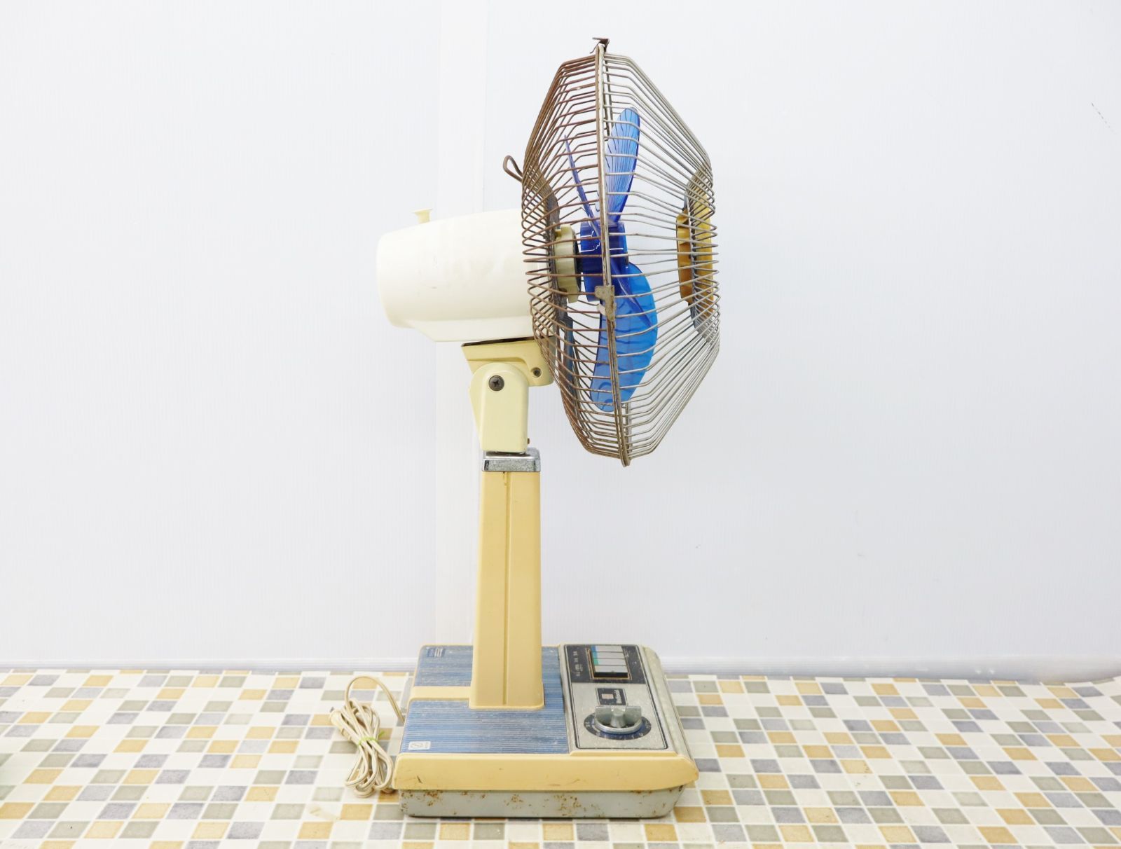 ▽動きます 昭和家電｜30cm レトロ扇風機 青羽 3枚｜National