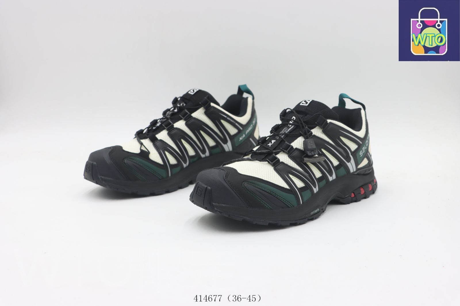  今日 サロモン Salomon 白黒緑 414677-WTO輸入2 スニーカー キッズシューズ