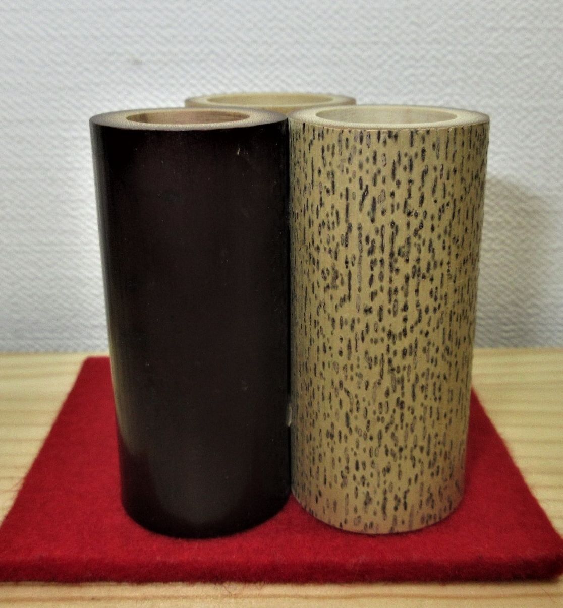 逢絢亭 茶道具 竹三ツ輪蓋置 表千家好 木地 木製 宮下竹憲 共箱