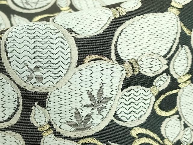 平和屋着物□極上 両面 全通柄袋帯 唐織 吉兆千成ひょうたん 金糸 逸品  