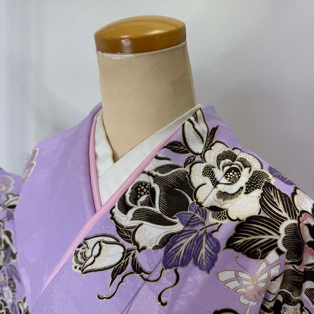 二尺袖 単品 卒業式着物 adam-eve 紫 裄68.5cm Lサイズ 袴用着物 化繊 4674